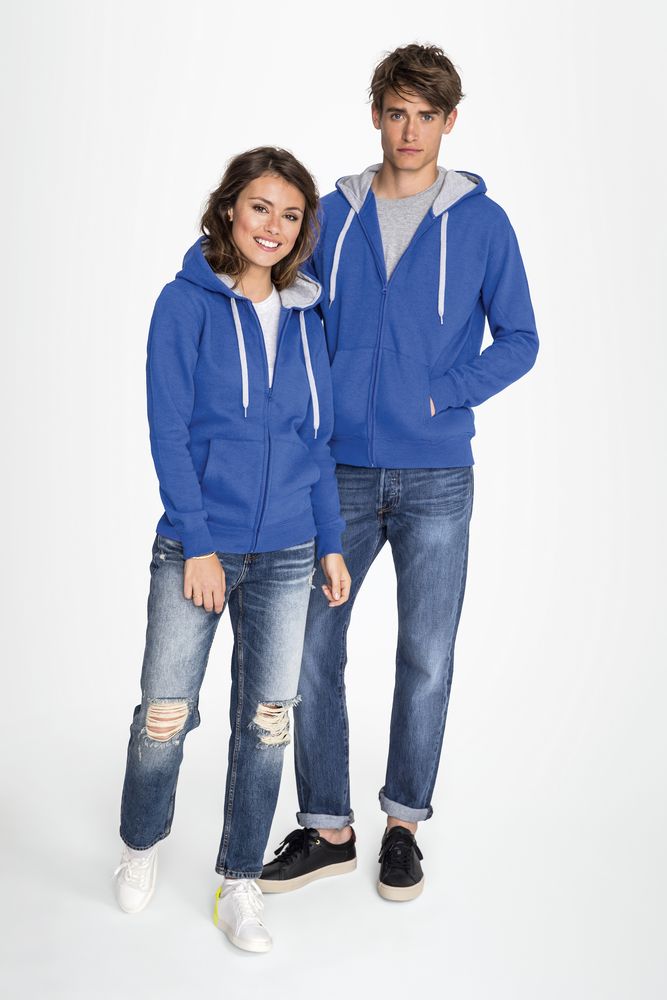 Толстовка мужская на молнии Soul Men 290 с контрастным капюшоном, ярко-синяя-3