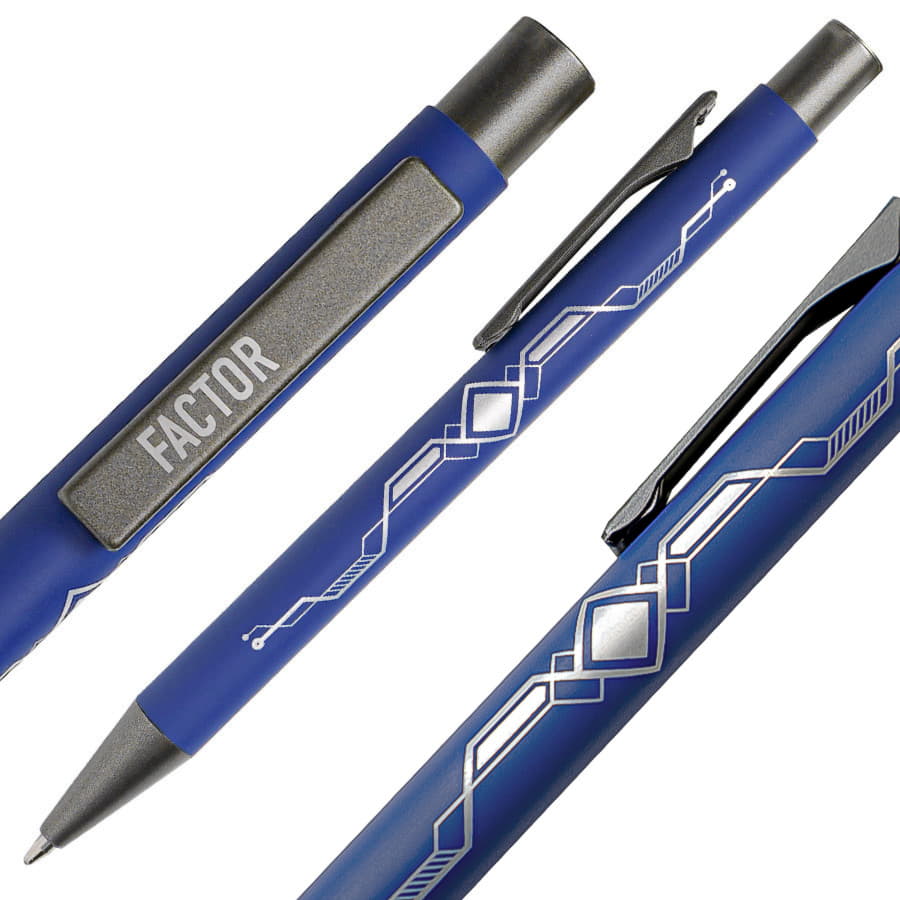 Ручка шариковая FACTOR, синий, серый-1
