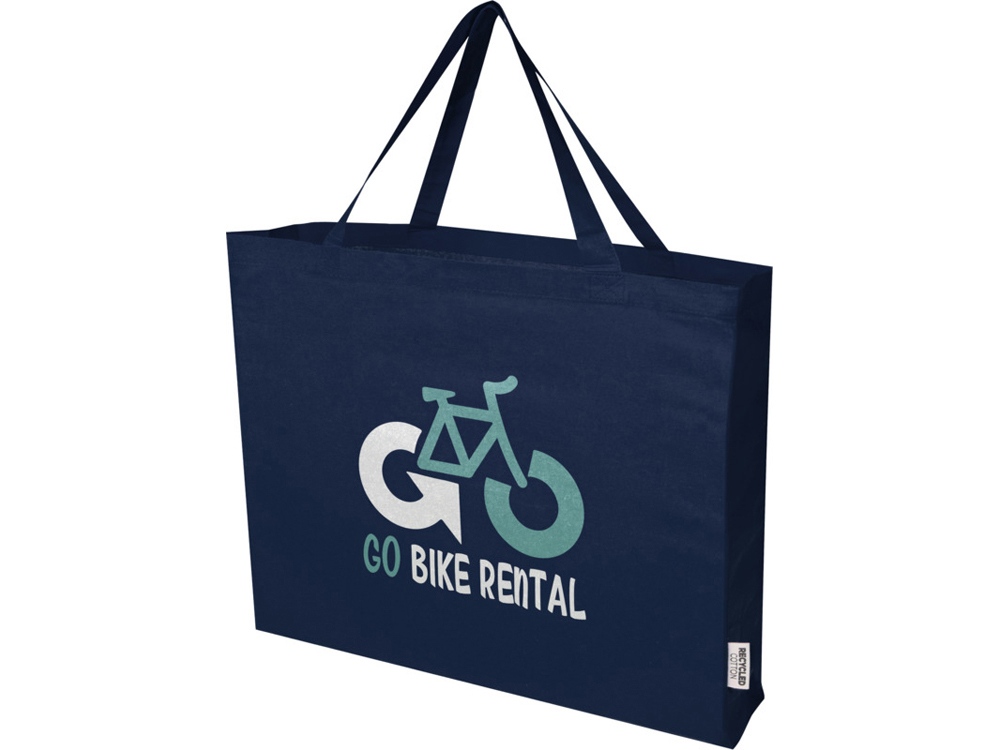 Odessa большая эко-сумка из переработанного хлопка, сертифицированного согласно GRS, плотностью 220 г/м² - Темно - синий-5