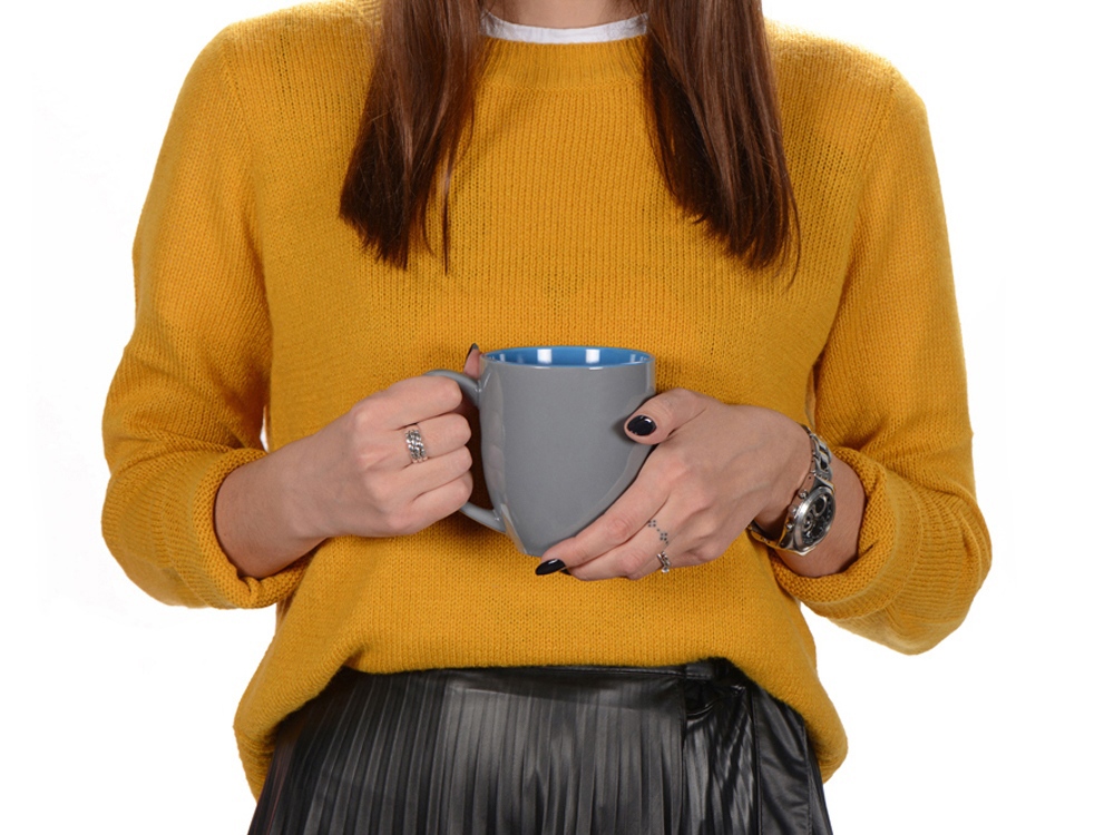 Кружка керамическая Gracy 450мл, серый/голубой-2