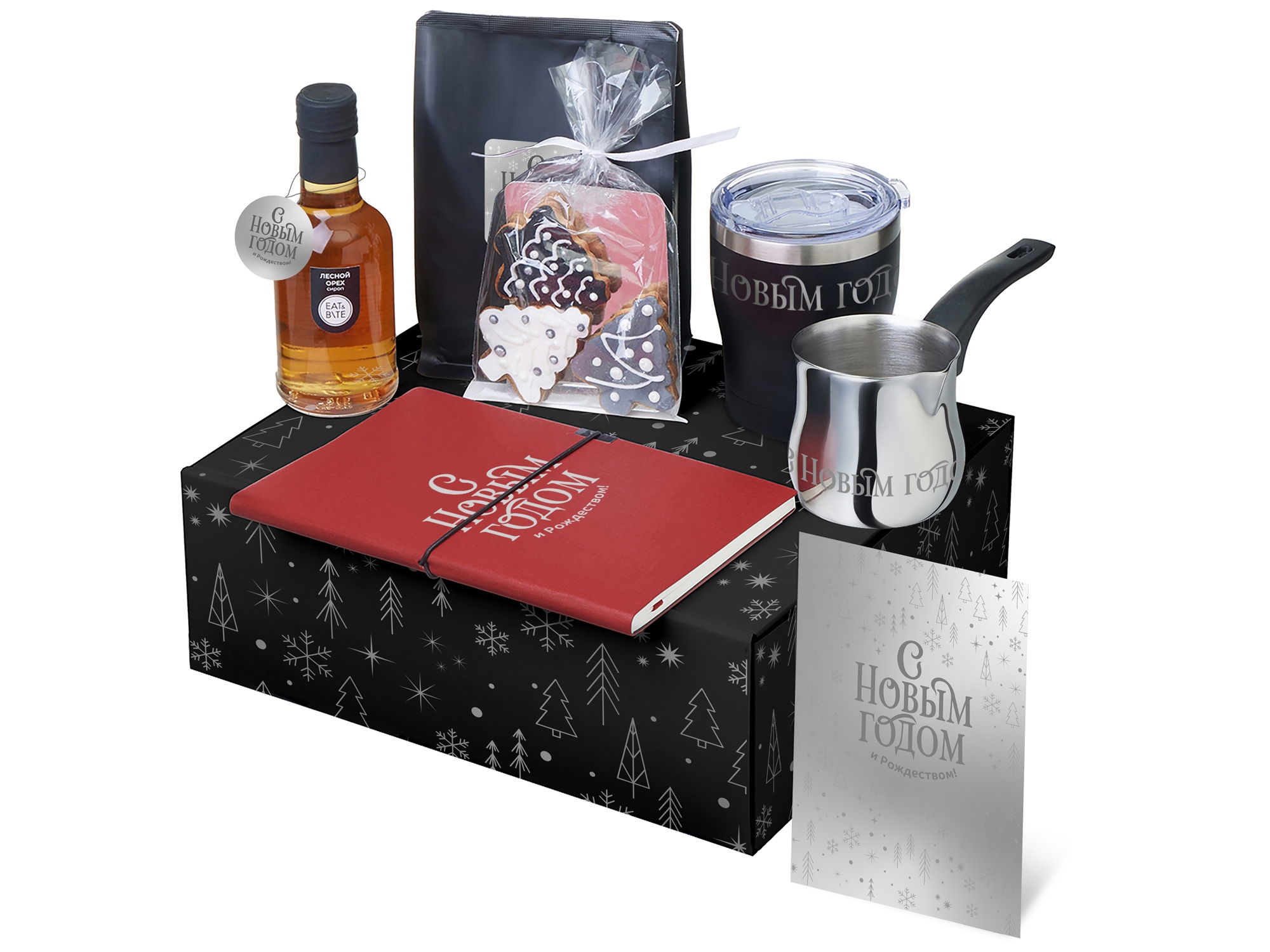 Подарочный набор с туркой, кофе и термокружкой, красный-0