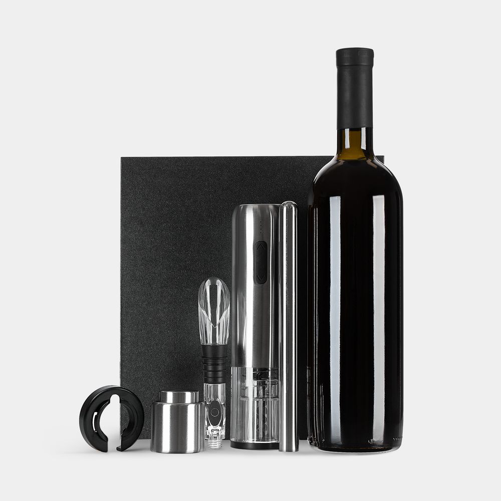 Винный набор Veritas, черный с серебристым-0