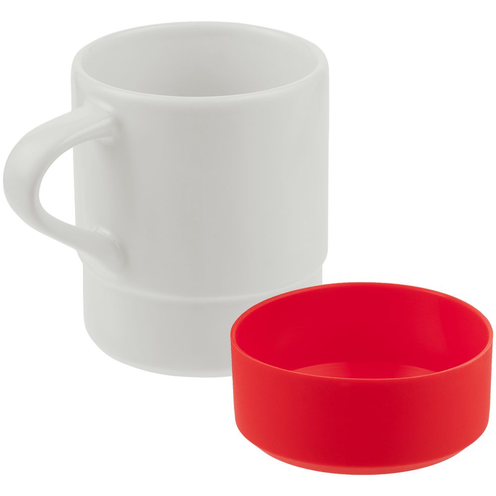 Кружка с силиконовой подставкой Protege, красная-3