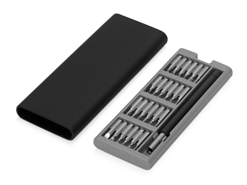 Отвертка с набором из 24 насадок Bits, черный-1