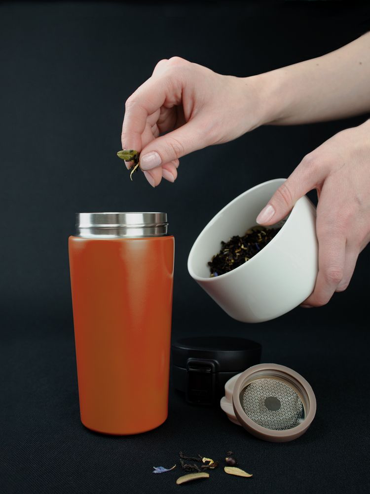 Термостакан с ситечком No Leak Infuser, оранжевый-4