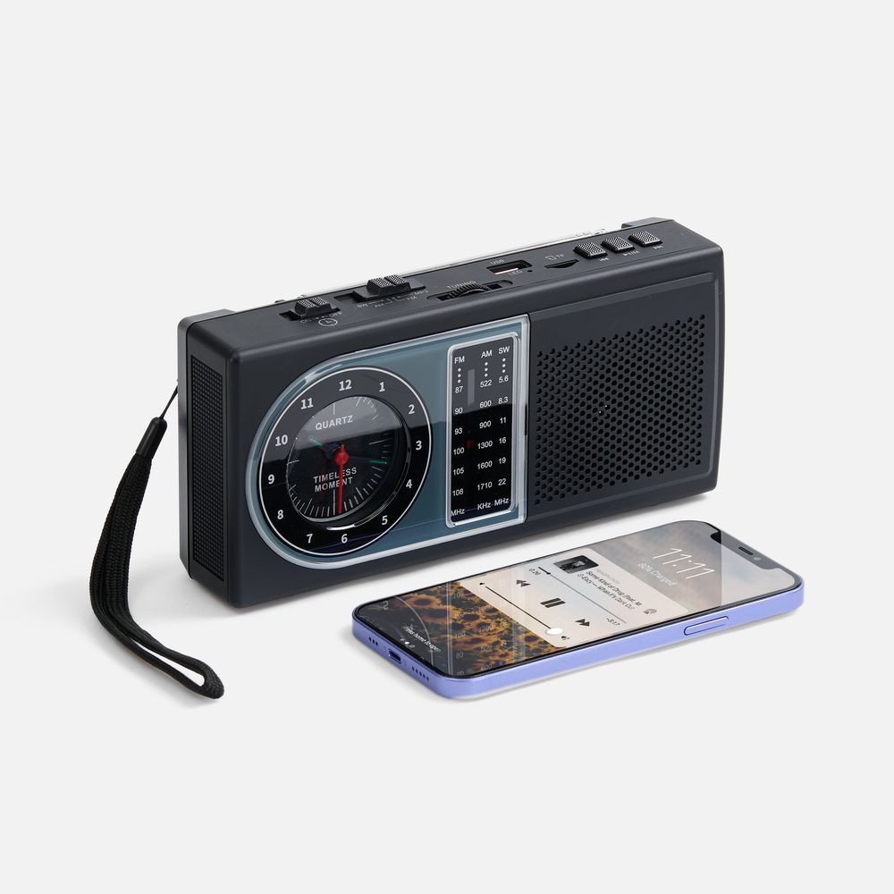 Bluetooth-колонка с радио Comradio, черная-2