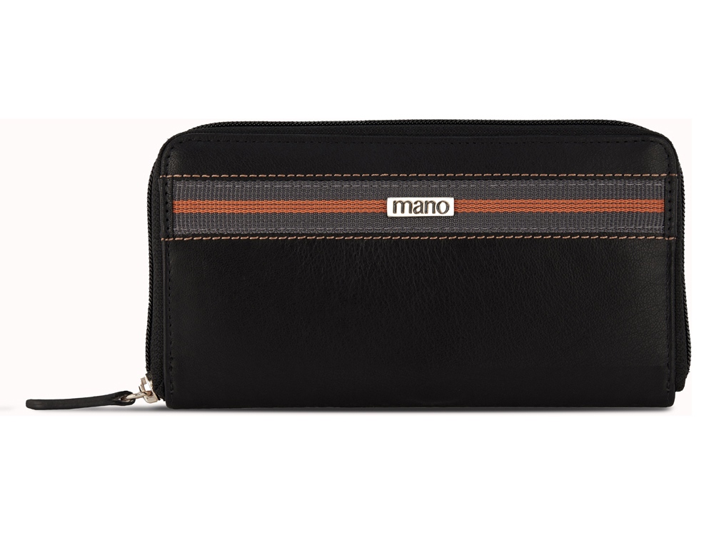 Кошелек Mano Don Leonardo, с RFID защитой, натуральная кожа в черном цвете, 19 х 2 х 10,5 см-0