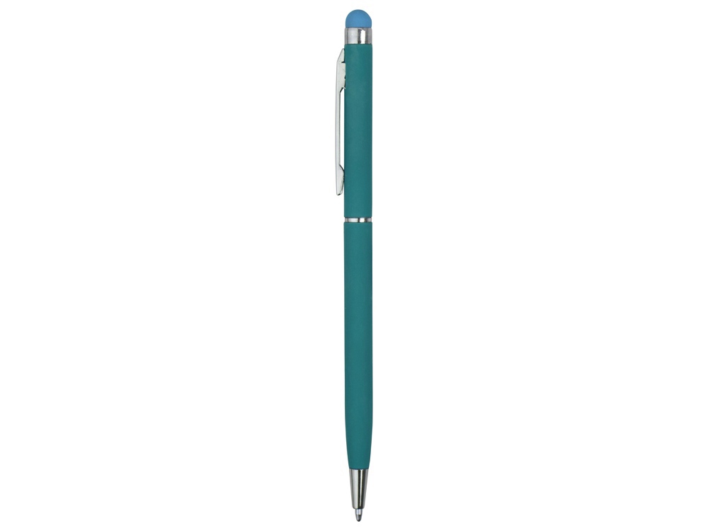 Ручка-стилус шариковая Jucy Soft с покрытием soft touch, бирюзовый-2