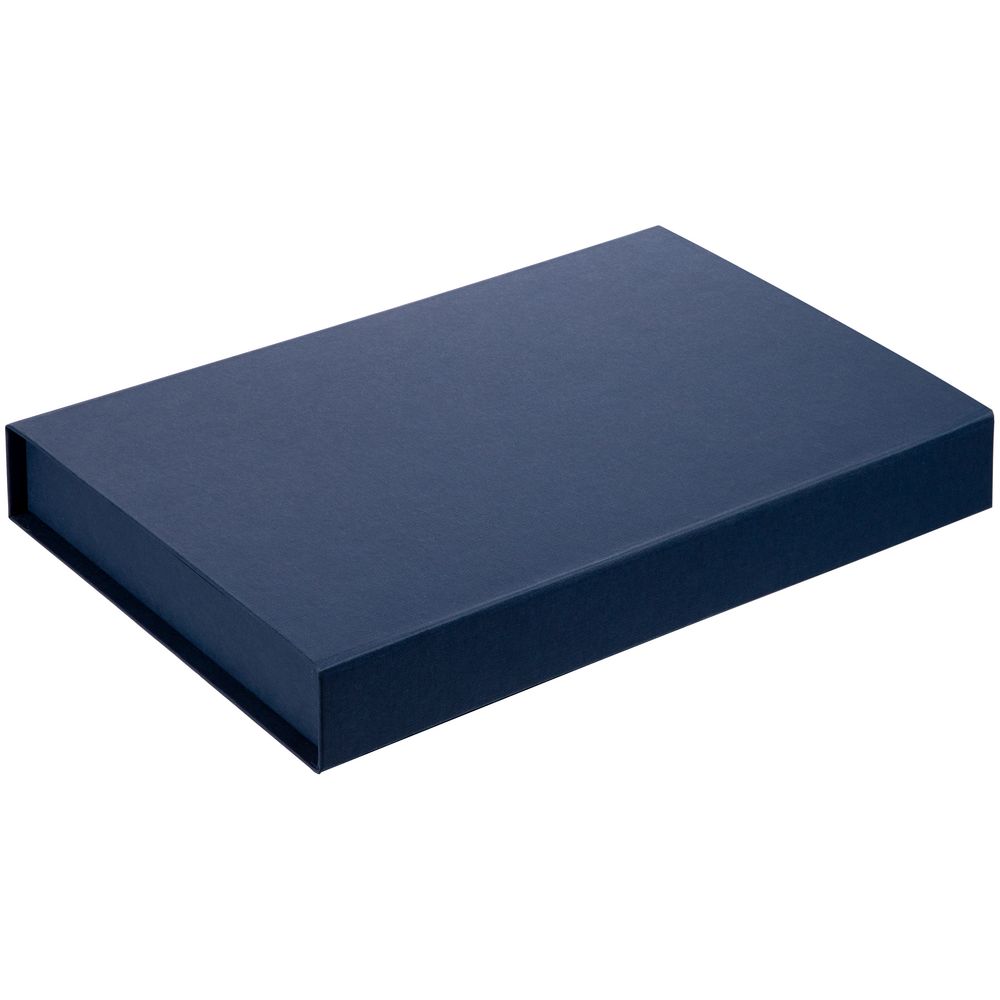 Коробка Silk с ложементом под ежедневник 13x21 см, флешку и ручку, ver. 2, темно-синяя-1