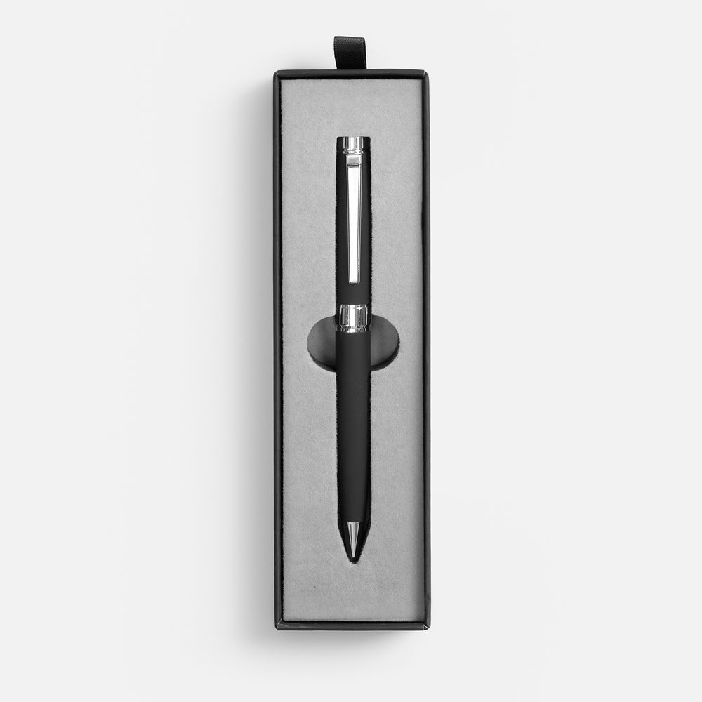 Ручка шариковая Broad Ring Soft Touch в футляре, черная-1