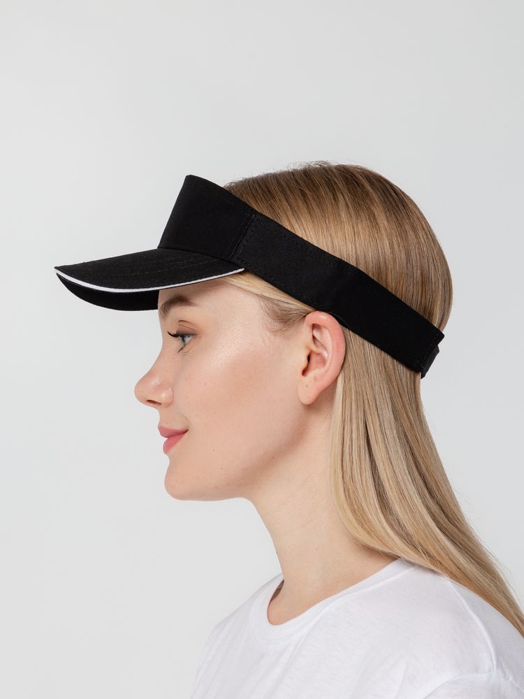 Козырек Active, черный с белым кантом-4