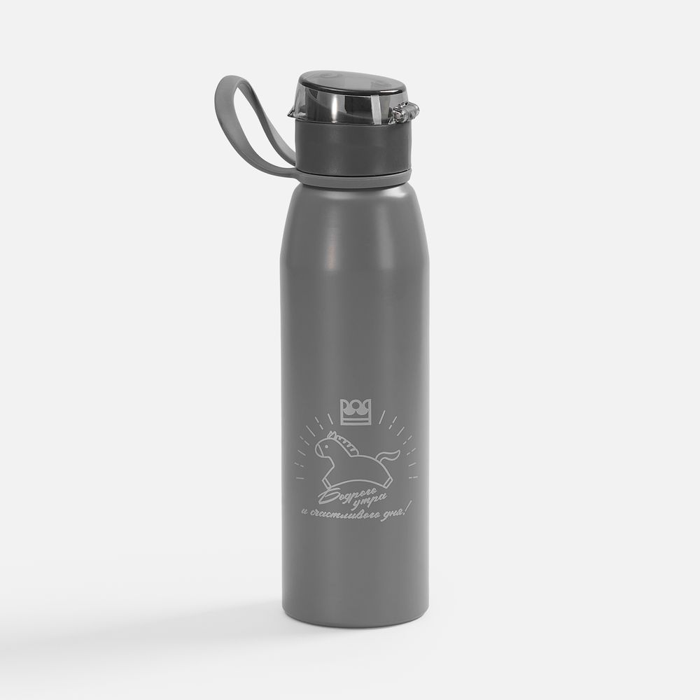 Бутылка для воды Billy Gym, матовая серая-5