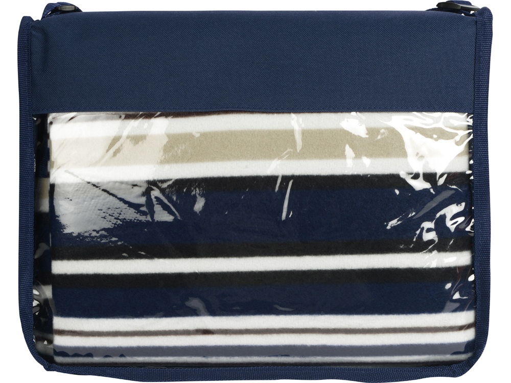 Плед в полоску в сумке Junket, синий-3