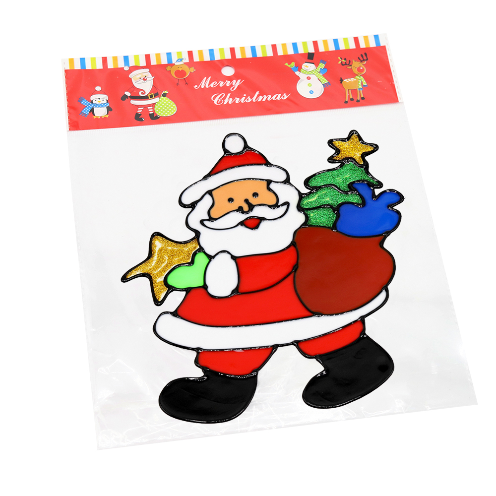 Наклейка на окно (пластиковая) (дед мороз 28*40), Мультиколор-1