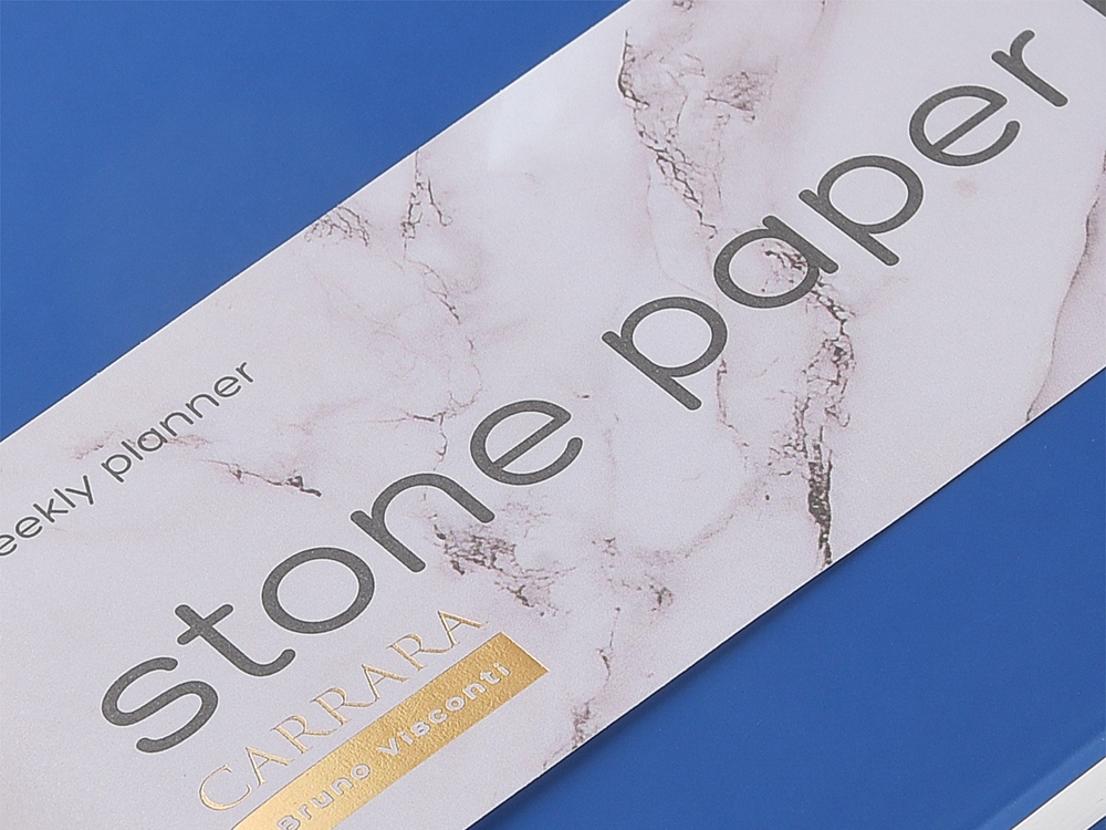 Еженедельник с каменной бумагой А5+ Carrara, синий-6