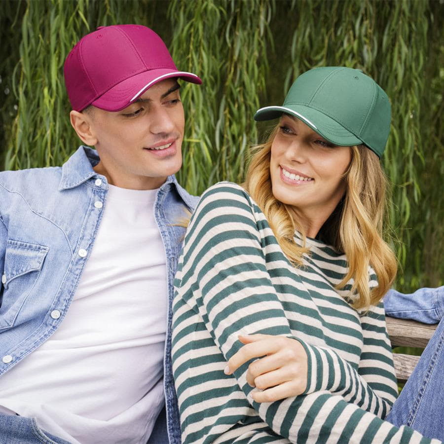 Бейсболка ESTORIL-S, 6 клиньев, застежка на липучке, красный, белый-3