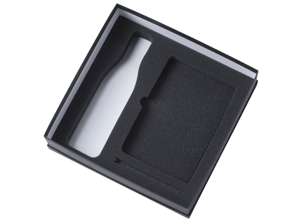 Подарочный набор с блокнотом С1, металлической ручкой и термобутылкой, черный-2