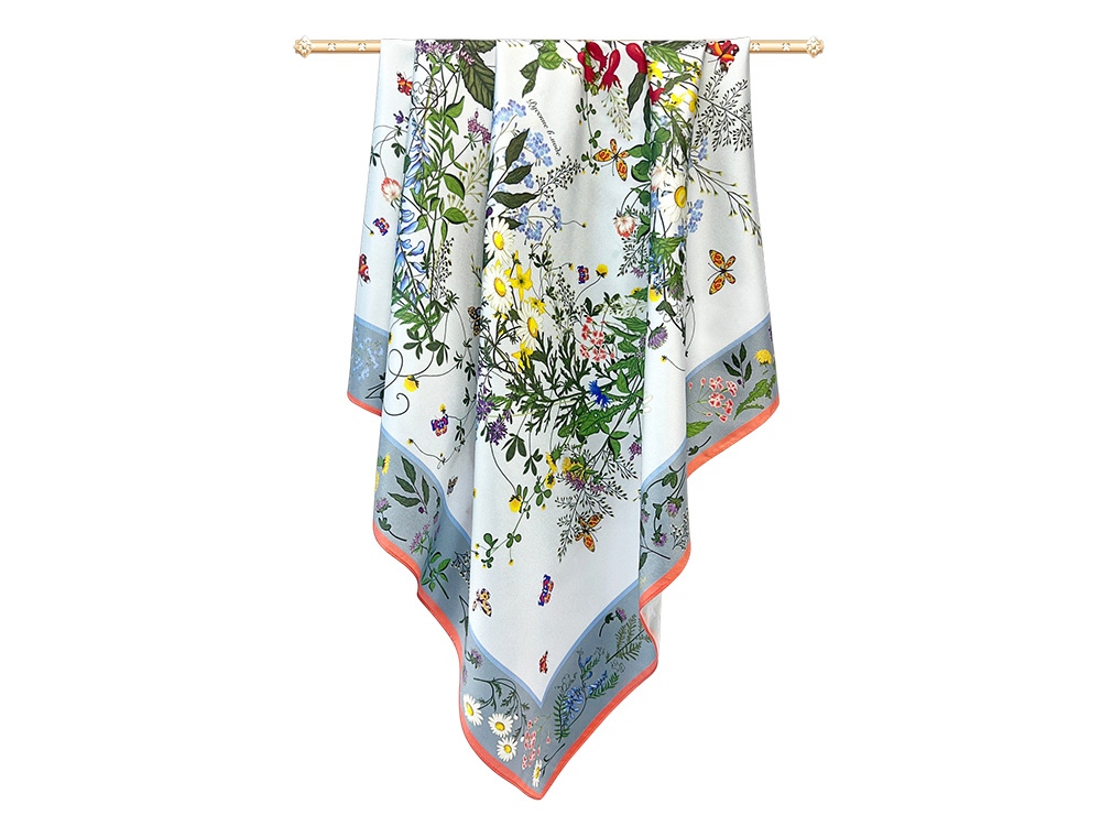 Платок Русский полевой букет, молочный-2