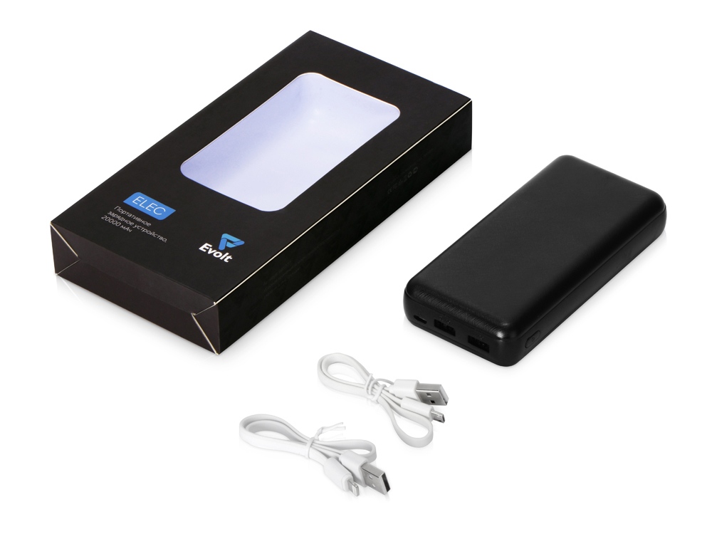 Портативное зарядное устройство Elec, 20000 mAh, черный-7
