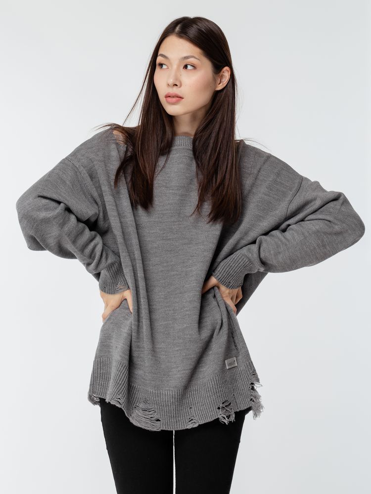 Джемпер оверсайз унисекс Grunge, серый-6