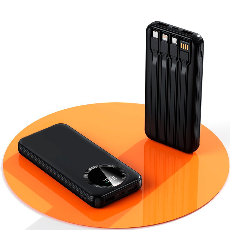 Зарядное устройство "Phantom" 10000 mAh с 4мя встроенными кабелями и цифровым индикатором заряда-1