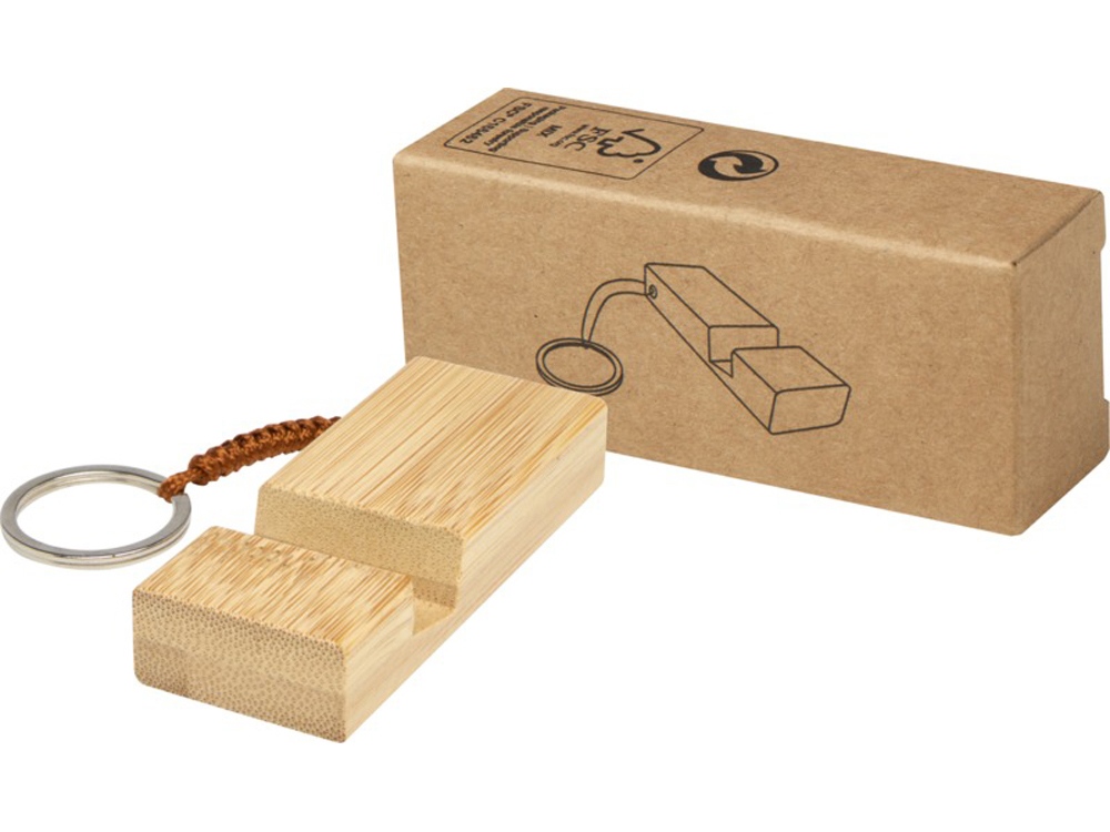 Bosona бамбуковый держатель для мобильного телефона с брелком, натуральный-0