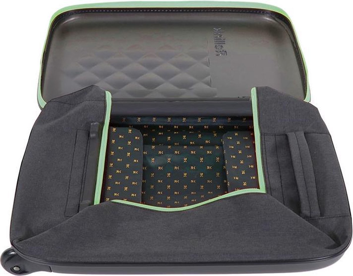 Чемодан складной Rollink Earth 55x40x20 см, 2 колеса, черный/зеленый-10