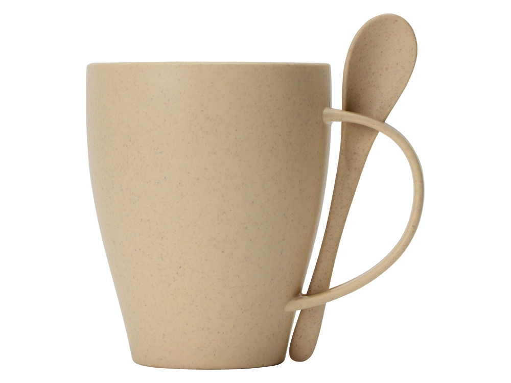 Пшеничная кружка Nina с ложкой, 300ml, бежевый-1