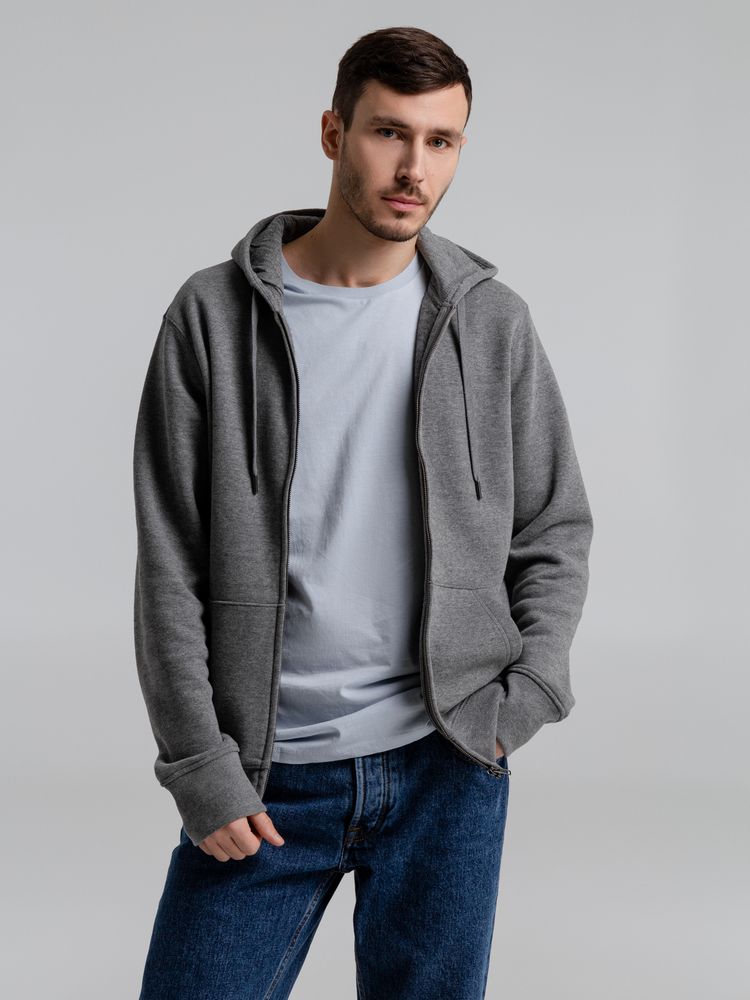 Толстовка на молнии с капюшоном унисекс King, темно-серый меланж-4