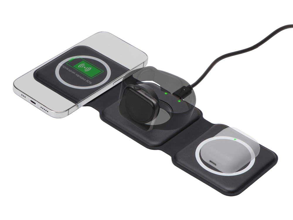 Беспроводное зарядное устройство 3-в-1 Road, 15 Вт, черный-0