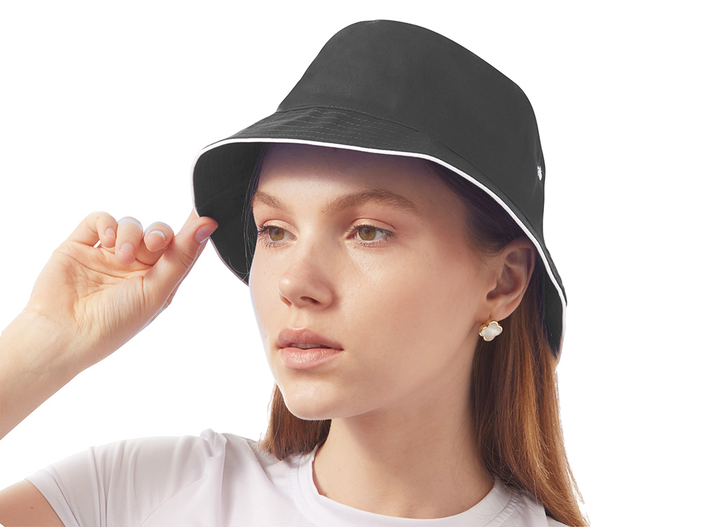 Панама с контрастной окантовкой , темно-серый/белый-2