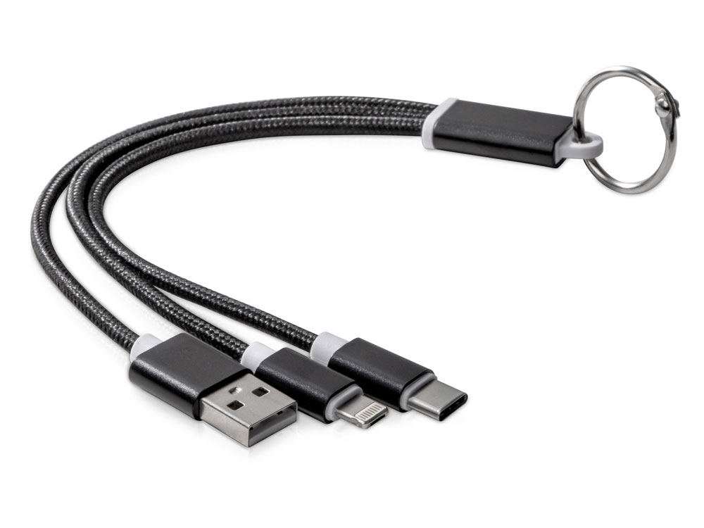 Кабель для зарядки Tres с брелоком, черный-0