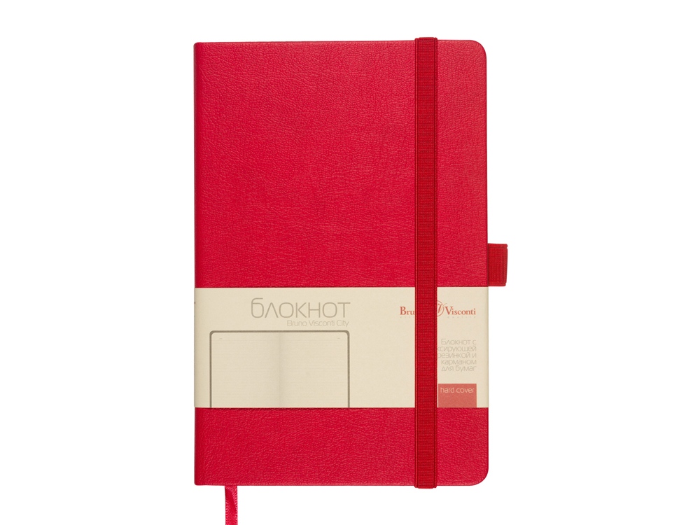 Блокнот А5  City на резинке, красный-2