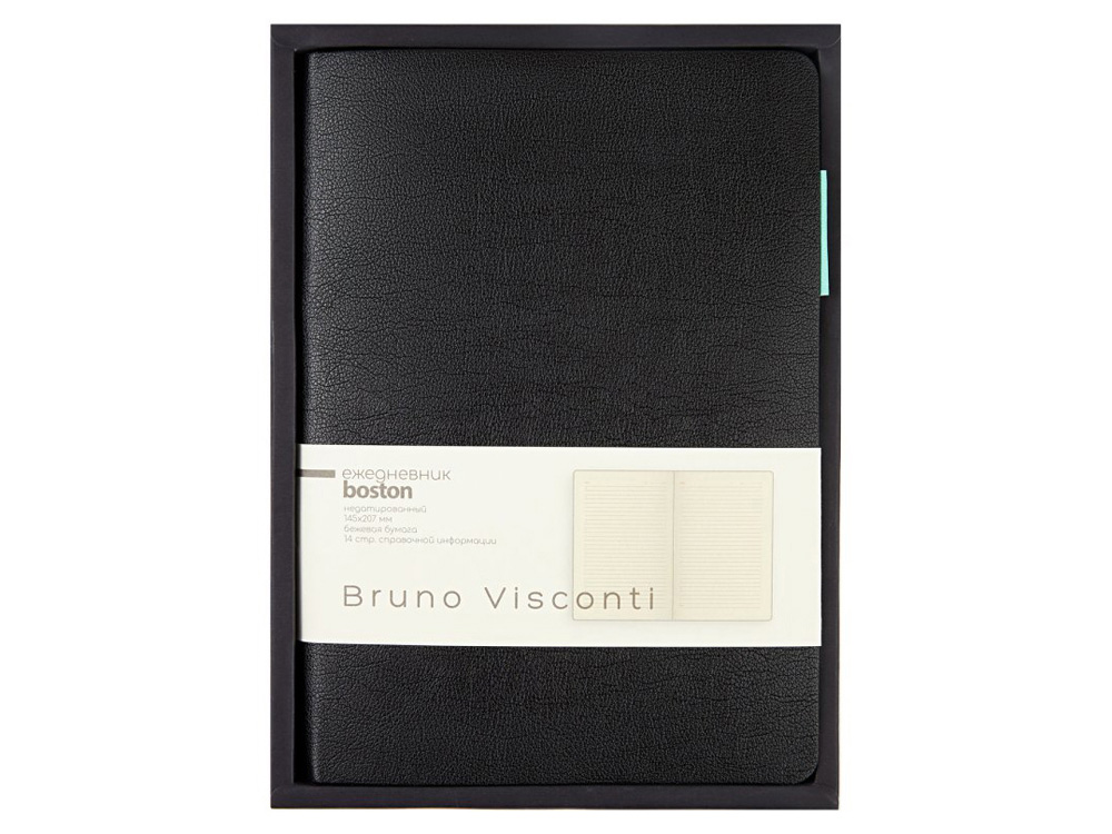 Ежедневник недатированный А5 Boston, черный (бирюзовый обрез)-13