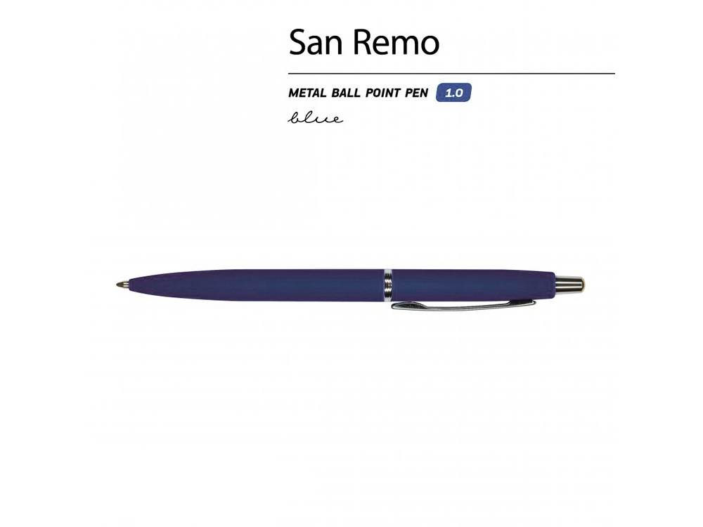 Ручка металлическая шариковая San Remo, 1,0мм, синие чернила, ярко-синий-1