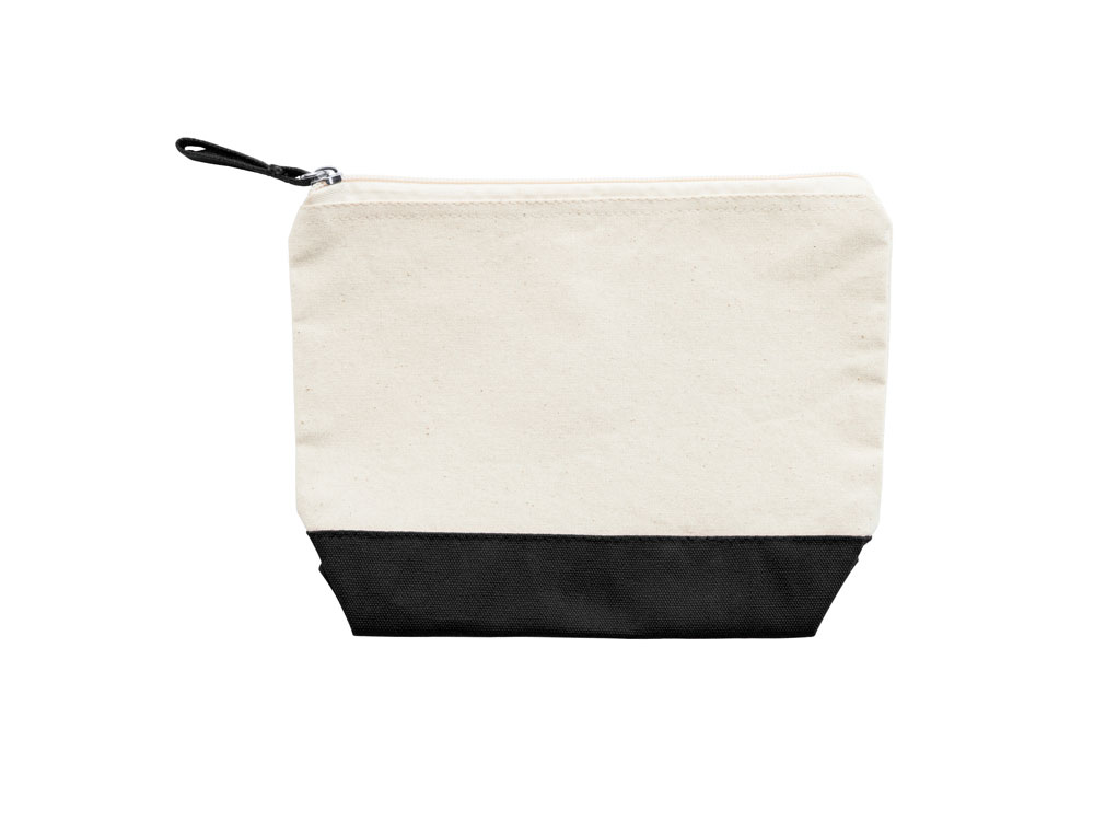 Косметичка DOEL из хлопка плотностью 280 г/м2, бежевый/черный-4