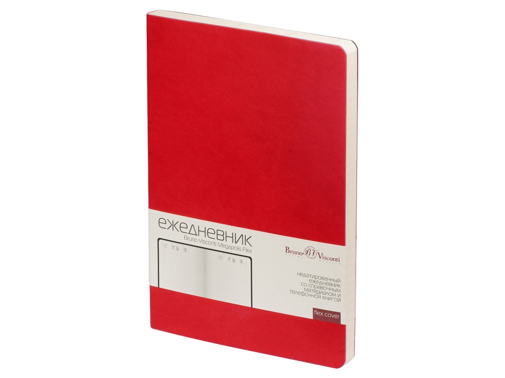 Ежедневник А5 недатированный Megapolis Velvet Flex, красный-0