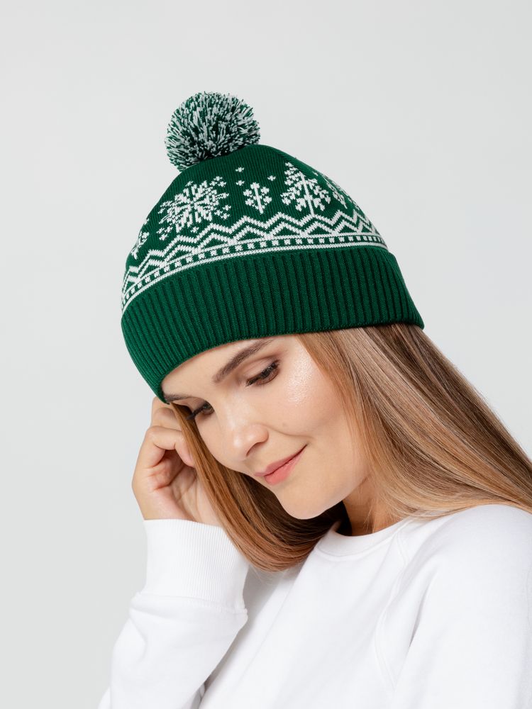 Шапка Elnik, зеленая с молочно-белым-4