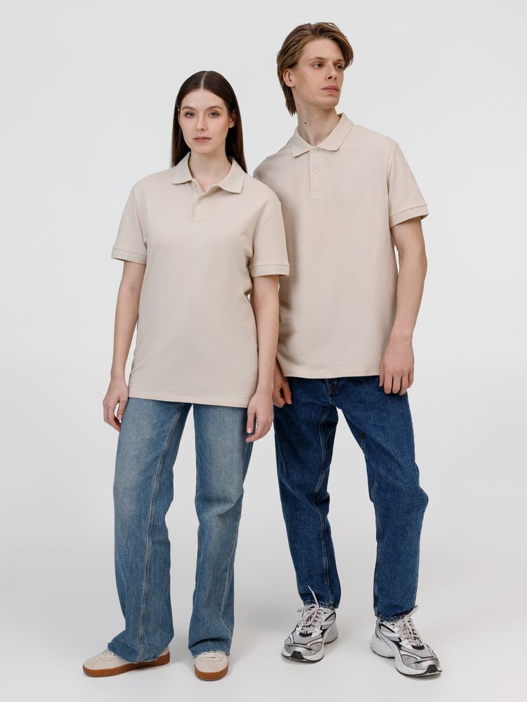 Рубашка поло унисекс Pacific, бежевая (льняная)-6