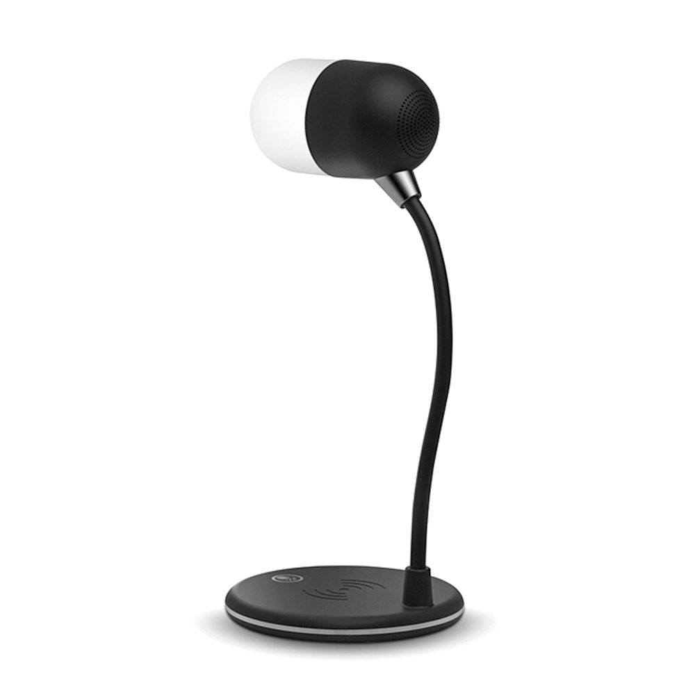 Лампа с колонкой и беспроводной зарядкой Alladin, Черный-2