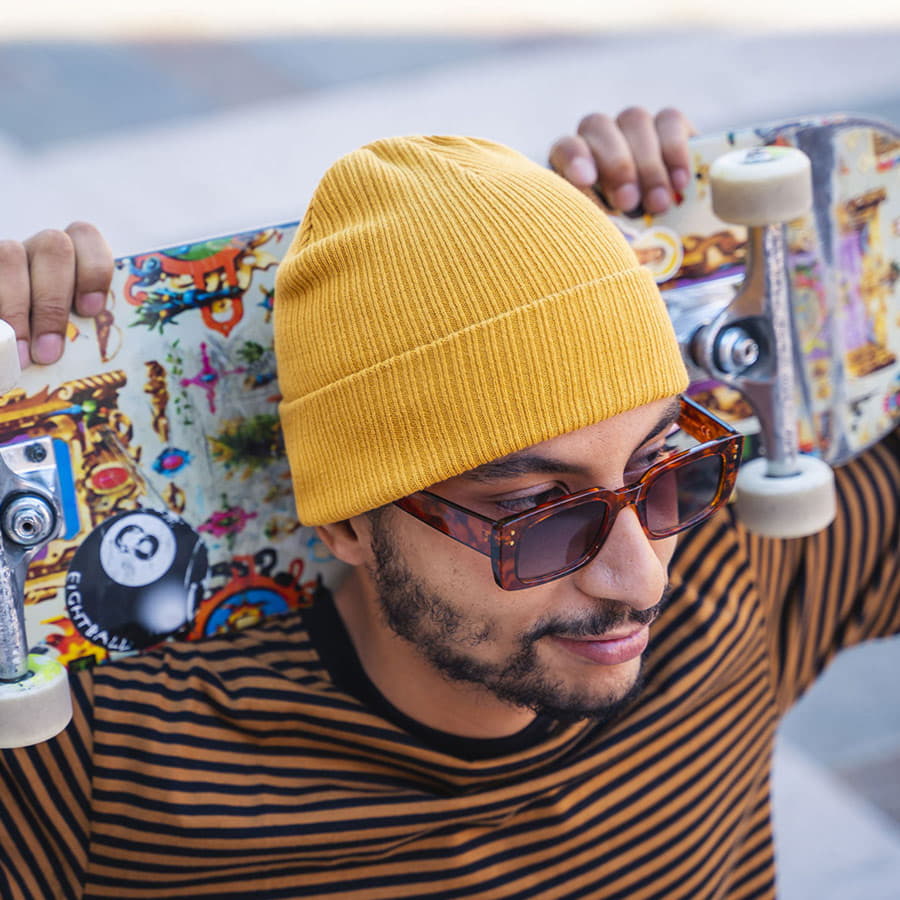 Шапка с отворотом NELSON из органического хлопка, желтый-3