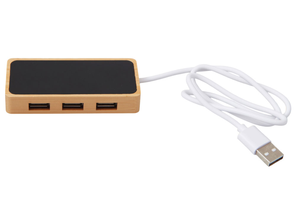 USB хаб с подсветкой лого Reedia S5, 3*USB, 1*Type C, бамбук, черный-2