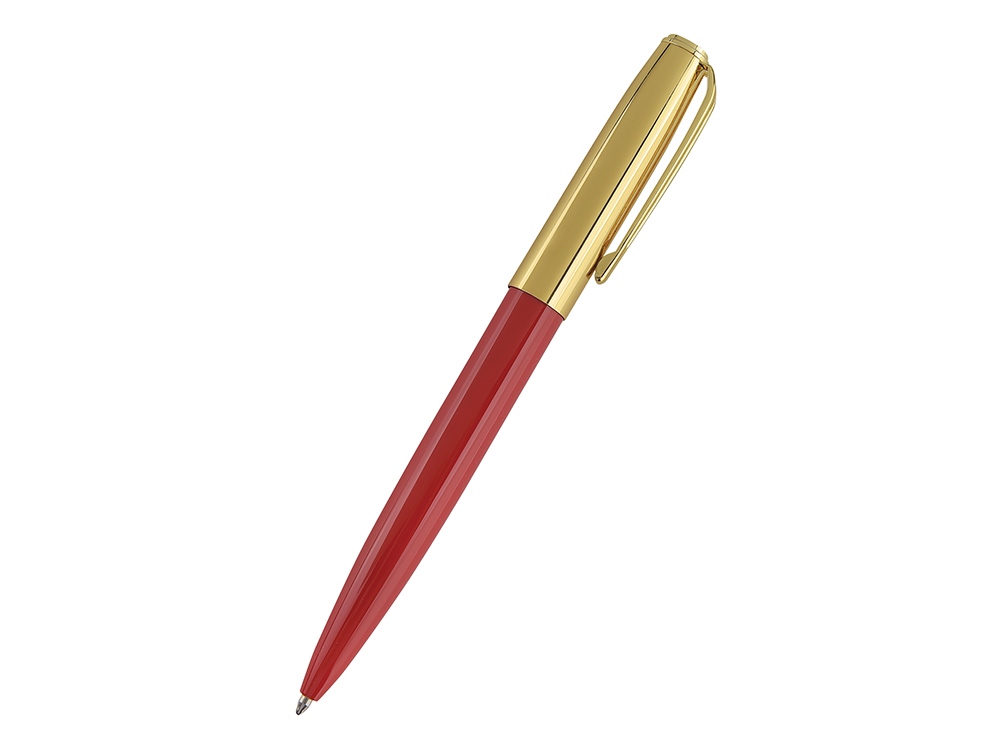 Ручка металлическая шариковая Napoli, красный/золотистый-0