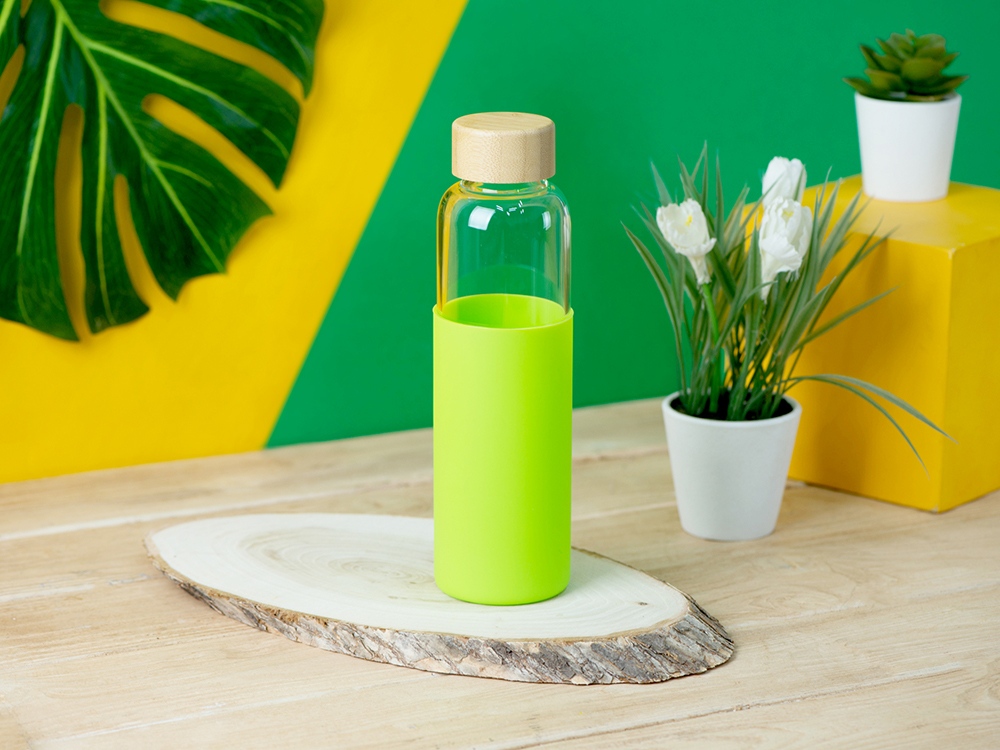 Бутылка для воды стеклянная Refine, в чехле, 550 мл, зеленое яблоко-7