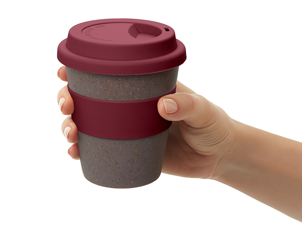 Стакан с силиконовой крышкой Cafe, burgundy-5
