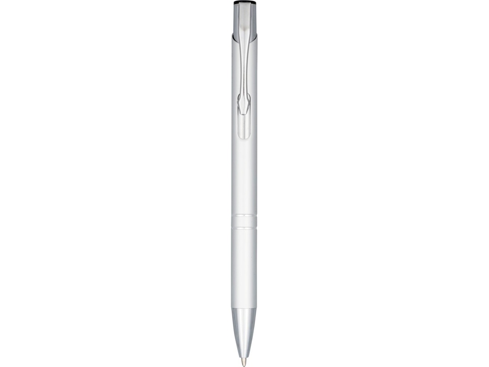 Кнопочная шариковая ручка Moneta из анодированного алюминия, черные чернила, серебристый-1