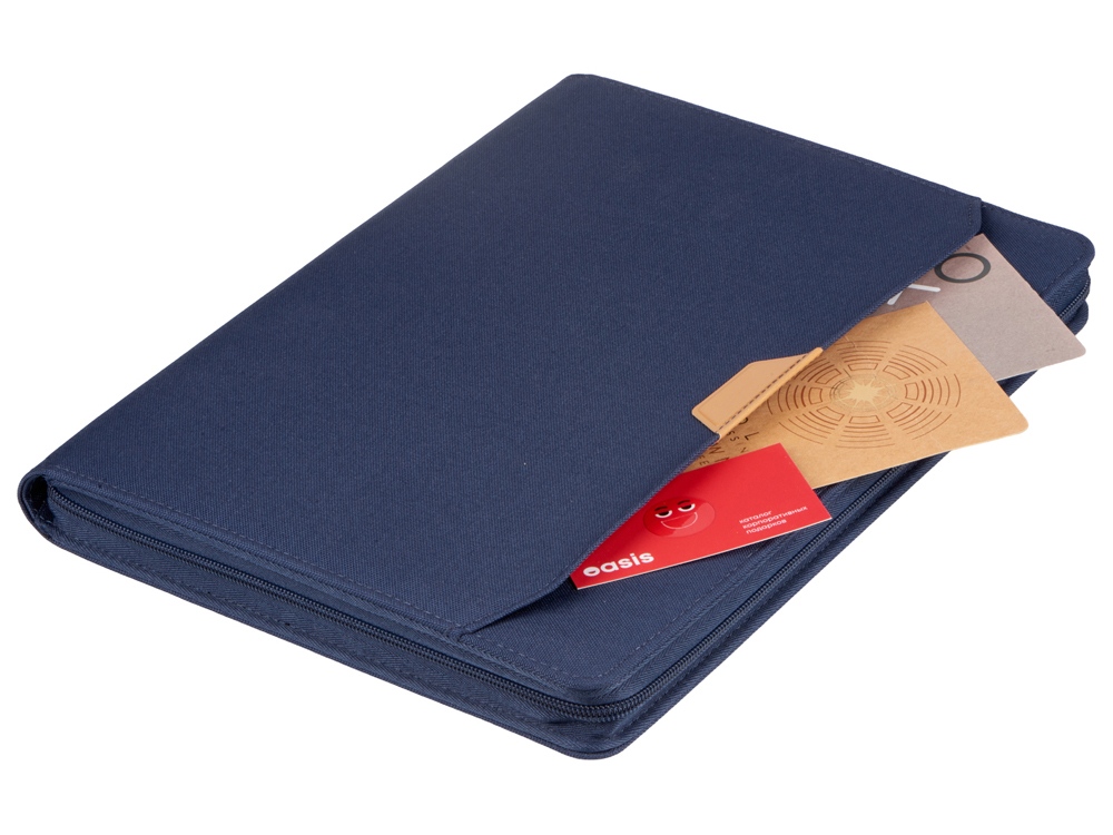 Портфолио А4 из RPET на молнии Harvey, 40 л FSC бумаги, синий-0