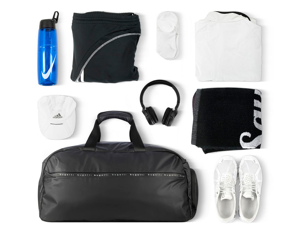 Сумка спортивная BUGATTI Blanc, чёрная, тарпаулин/полиэстер, 52х26х27,5 см-8