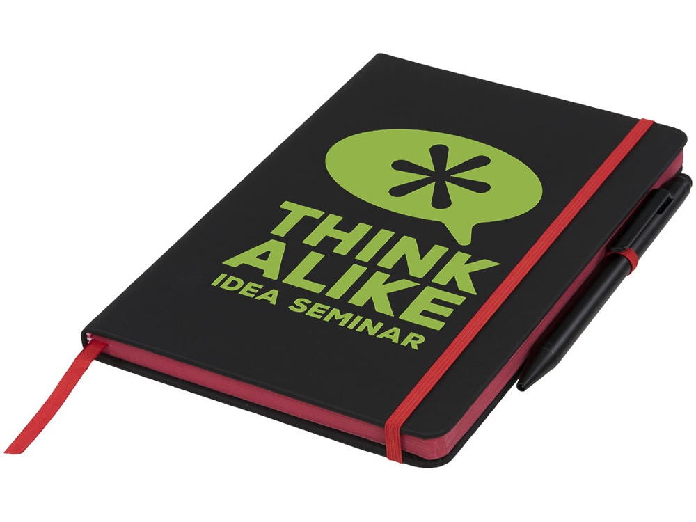 Блокнот Noir Edge среднего размера, черный/красный-4