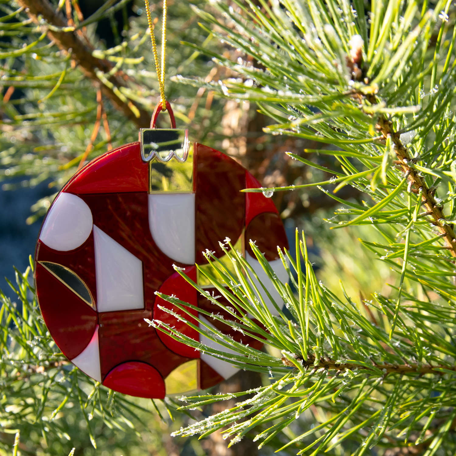 Ёлочное украшение Хундертвассер, коллекция ARTS`ME (красный с белым и с золотом)-3